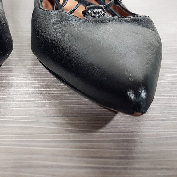 Halogen 'Owen' Pointy Toe Ghillie Flat Black Leather Womens Size 7.5 M - Picture 12 of 12